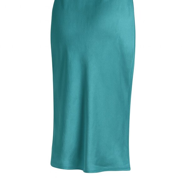 Meshki Tyler Strapless Satin Midi Dress - Cyan Blue - Size Medium - Picture 3 of 7